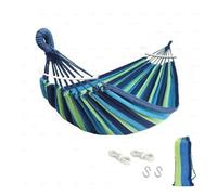 Camping Hammock Thickened sturdy Fabric Canvas Single Hammocks Travel Swing Chair Hanging Bed Double Outdoor with Bag(2bluegreen-w)