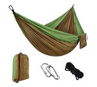 Camping Hammock - Ultra-Light Portable Hammock with 300kg Load Capacity, Parachute Nylon Garden Hammocks for Outdoor & Indoor, Includes 2 Carabiners & 2 Nylon Slings, Compact Travel Hammocks, Green