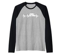 Camping Heartbeat Motorhome Camper Caravan Vacation Funny Raglan Baseball Tee