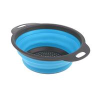 Camping Hiking Collapsible Colander Kitchen Folding Strainer Basket L Blue
