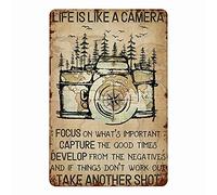 Camping Hiking with Camera and Forest Art Life is Like a Camera Focus on What's Important Capture the Good Times Wall Art Hanging Poster Painting Canvas Paper Photography Abstract Watercolor