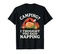 Camping I Thought You Said Napping Funny Cat Mom Dad Camper T-Shirt