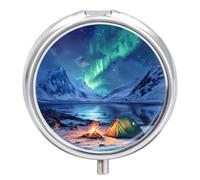 Camping in Northern Lights Pill Case 3 Compartment Pillbox