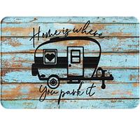 Camping Indoor Outdoor Doormat,Home is Where We Park It Front Door Mat,Farmhouse Rustic Decorative Camper Doormat,Entrance Rug Housewarming Mat Gift for Living Room Kitchen Bathroom 23.6x15.7 Inch