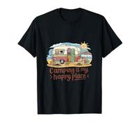 Camping Is My Happy Place Beach RV Campfire T-Shirt