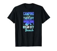 Camping is My Therapy Ocean City Beach Family Camping Trip T-Shirt