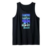 Camping is My Therapy Ocean City Beach Family Camping Trip Tank Top