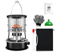 Camping Kerosene Bioethanol Heater for Outdoor Use, Paraffin Heaters For Home, Camping heater 360° Surround Burner Paraffin Stove for Home Patio Hiking Ice Fishing,Heating Area 10-20m² (sliver+black)