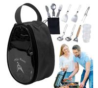 Camping Kitchen Set, 11 Piece Bowls and Forks Barbecue Kitchen Utensils Tableware Set | Outdoor Folding Organizer Bag, Outdoor Accessories