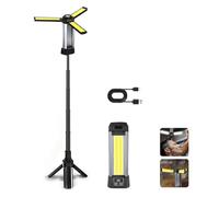 Camping Lamp Rechargeable with Stand,Cordless Work Lights Kit 3 Color Temperatures Dimmable,6000mAh Camping Light with Detachable Tripod,Hooks and Carrying Bag for Camping,Car Repair,Construction Site