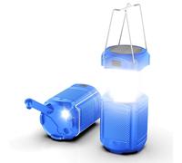 Camping Lantern 5000mAh Solar Hand Crank Telescopic LED Flashlight Portable Foldable Hook USB Charger Outdoor Electronic Lamp for Hurricane Emergency Family (201-Blue-B)
