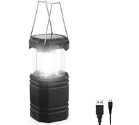 Camping Lantern, Rechargeable Camping Lights with Solar, Hand Crank and USB Charger, Collapsible Tent Light with Handles, Portable Electric LED Light for Outdoor Camping and Tent