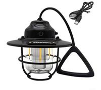 Camping Lantern Rechargeable LED Tent Light with USB C Power Bank Function Dimmable Warm White Daylight Modes for Hiking Fishing Black 25.5cm(black)