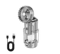 Camping Lantern, Solar Led Light, Rechargeable Waterproof Gear Built in Power Bank with Foldable Cooling Fan, Compact Design, Survival Tool for Outdoor, Tent and Storm