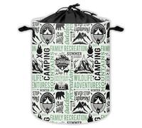 Camping Laundry Hampers With Drawstring Retro Mountain Ruistic Animal Laundry Baskets For Bathroom Adventures Quotes Portable Clothes Storage Organizer Basket Travel W 44 L 44 Cm