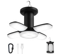 Camping Light, Rechargeable & Solar RechargeableCamping Light, Tent Light with Foldable Hook and Carabiner, 6 Light Modes LED Tent Light, Two Charging Modes,Waterproof Camping Lamp for Outdoor