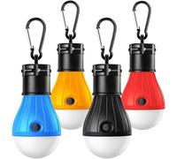 Camping Lights, Tent Lights with Carabiner Clips - Waterproof Portable Battery Operated Emergency Tent LED Light Bulb Lamp Lantern for Outside Camping Outdoor Hiking Fishing (4 Pack)