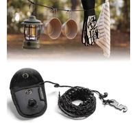 Camping Lite Clothesline 300cm, Reflective Portable Washing Line with 12 Beads, No Pegs Needed, Tiny, Compact Strong Load Capacity, Outdoor Travel Accessories for Laundry, Motorhome, Φ2.5mm, Black