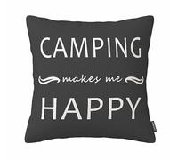 Camping Make me Happy Colors Decorative Throw Pillow Case Cushion Cover Cotton Linen 18 X 18 inches