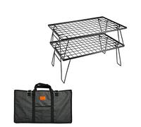 camping moon 2Pcs Outdoor Folding Multipurpose Storage Rack with Carrying Bag, Steel Plating Black T-230-2T