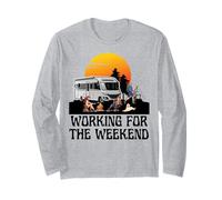 Camping Motorhome Sunset Working Weekend RV Camping Fun Long Sleeve T-Shirt