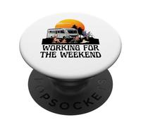 Camping motorhome sunset working weekend RV Camping Fun PopSockets Adhesive PopGrip