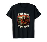 Camping Mountain Badge Pitch First Regret Never T-Shirt