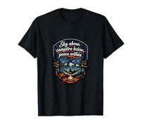 Camping Mountain Badge Sky Above Campfire Below T-Shirt