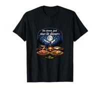 Camping Mountain Badge Star Lit Dinners Quote T-Shirt