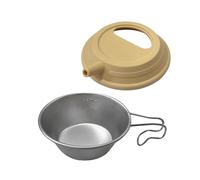 Camping Mug with Lid,Stainless Steel Foldable Handle with Silicone Lid Tea Pot - Backpacking Cup - for Hot Cold Drink Cooking Travel Outdoor Coffee Tea