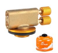 Camping Nozzle Bottle Convert Adapter Connector Stove Connector for Camping Gas Butane Canister to Screw Gas Cartridge Gas Canisters for Camping Stove （Double Head)