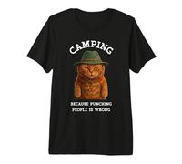 Camping Orange Cat Boonie Hat Sarcastic Funny Feline Premium T-Shirt