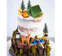 Camping Party Cupcake Toppers Deer Three Bear Tent Cupcake Picks Happy Camping Cake Decorations for Camping Party Supplies