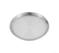 Camping Plates, Stainless Steel 5 Piece Set Heat Resistant with Round Shallow Design, Portable Outdoor Tableware for Picnics BBQ Hiking Adventures(23cm)