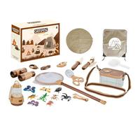 Camping Play Pretend Set - Kitchen Tools Camp Gear Toys, Fake Picnic Utensils, Portable Storage, Outdoor Campfire Adventure | Role-Playing Toy for Kids Boys Girls Imaginative Play Fun