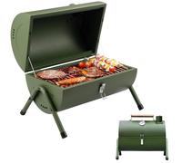 Camping Portable BBQ Barbecue Grill Outdoor Compact Smoker Portable Oil Drum Barbecue,Ideal for Camping, Festivals & Picnics, Tabletop Grill Green