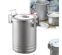 Camping Pot - 3-in-1 Portable Rice Cooker & Steamer Outdoor Cooking Kit, Durable Travel Pot with Foldable Handle & Strainer Lid for Hiking and Backpacking