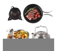 Camping Pot - 3-Piece Stainless Steel Portable Non-Stick Cookware With Storage Bag | Camp Cooking Set For Fish, Eggs, Pancakes, Ideal For Kitchen, Home, Picnic, Travel, Adventure, Scout, Campfire, Beg