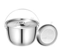 Camping Pot, Outdoor Kitchen Camping Equipment | Bowl with Lid for Drip and Oil Storage for Home, Kitchen, Travel, Hiking and BBQ