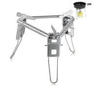 Camping Pot Stand, Folding Campfire Grill Portable Cookware Pots Standing Bracket Gas Stove Pot Rack Canister Stand Fuel Grill Tripod Bracket with Storage Bag for Outdoor Camping Barbecue