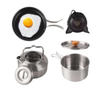 Camping Pots And Pans Set, Stainless Steel Non-stick Pans - Camp Cooking Set | for Kitchen Home Restaurant Backpacking Picnic Travel Adventure Scout Campfire Beginner