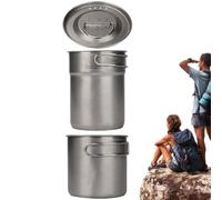 Camping Pots,Set of 2 Stainless Steel Outdoor Cooking Pots | Outdoor Survival Equipment, Portable Garden Meal Prep Utensil, Hiking, Hiking