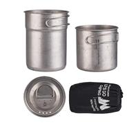 Camping Pots Set, Stainless Steel Kitchen Utensil, Set of 2 Portable Pots with Handle for Hiking, Picnic, Emergencies, Survival, University Residence, Travel