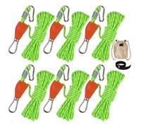 Camping Rope - Polyester - Reflective Thread, Heavy Duty Adjustable Tensioner | Outdoor Zinc Pulley Tie Down Straps for Tents, Awnings, Trampolines, Kayaks, Awning, Camping