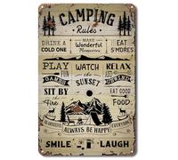 Camping Rules Sign, Rustic Metal Signs Decor Home RV Camper Accessories Wall Décor Gift Idea for Motorhomes/Farmhouse RV Camping, 8x12 Inch