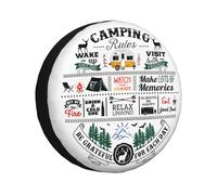 Camping Rules Spare Tire Cover for Camper Van SUV Truck Trailer RV Camper 17 Inch