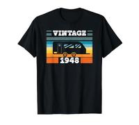 Camping RV-Camper Vintage Born 1948 Birthday Trailer-Caravan Value Graphic T-Shirt, Men, Black, S