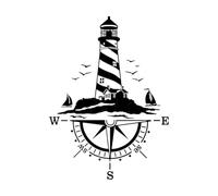 Camping Rv Caravan Lighthouse Comb of The Winds Compass Car Offroad Decal Sticker Vinyl Vehicle Kids Room Large - 44x60cm