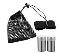 Camping Salt Shaker Compact BBQ Dispenser with Lid, 2 x Stainless Steel Pepper Shakers, Durifi Rice Receiver Holder with Storage Bag for Outdoor Adventures, Hiking and Ko