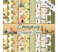 Camping Scrapbook Paper: 20 Double-Sided Sheets, 8.5x8.5 inches. Summer Camp-Themed Craft Paper Pad. Perfect for Origami, Collage, Junk Journals, Ephemera, Decoupage, and Mixed Media Art and More.